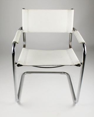 Modern Bauhaus Mart Stam Cantilever Armchair With White Leather, photo