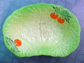 Art Deco Beswick 337 Large Cabbage Leaf - Tomato Relief Salad Serve Dish,  C1920 ' S. photo