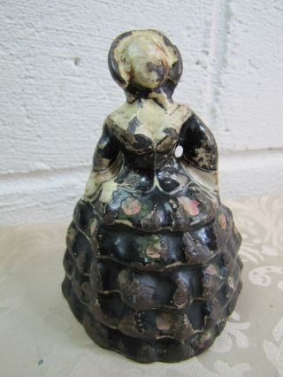 Antique 19c Victorian Woman Doorstop Cast Iron Old Paint Heavy Detailed Piece photo