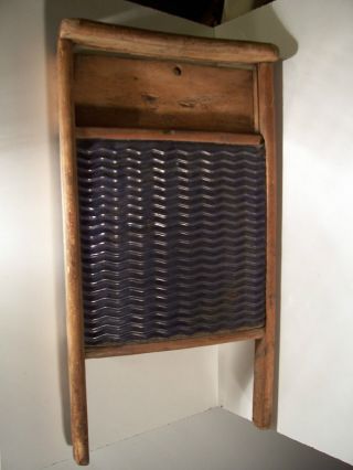 Antique Washboard Blue Enamel Primitive 24 