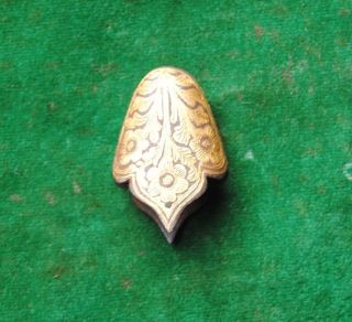 Antique Islamic Ottoman Shamshir Gold Damascened Scabbard Chape Locket Kilij Pal photo