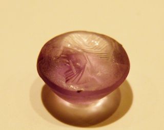 Authentic Roman - Etruscan Amethist Intaglio Depicting A Man With A Beard photo