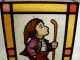 Vintage Stained Glass Window With Little German Shepherd Boy 1900-1940 photo 1