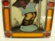 Vintage Stained Glass Window With Little German Shepherd Boy 1900-1940 photo 6