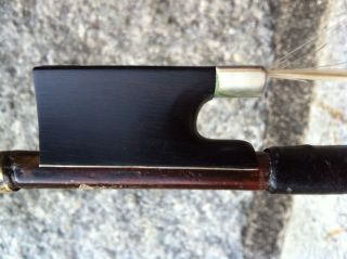 1800s German Violin Bow H.  R.  Pfretzschner Glier Shop Antique Ebony - Silver Italy photo