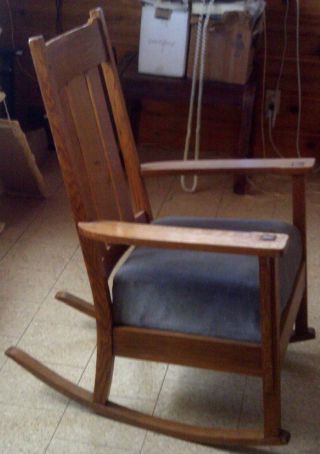 Vintage Arts & Crafts Antique Mission Design Oak Rocking Chair photo