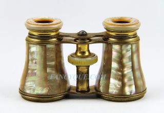 Antique French Opera Glasses Golden Rainbow Mother Of Pearl 187 Paris photo