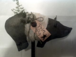 Primitive Grungy Pig On Bobbin 10x12 = Primitive Decor photo