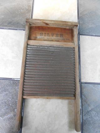 Vintage Anniversary Silver Washboard Geo.  Worthington Co.  Cleveland Ohio photo