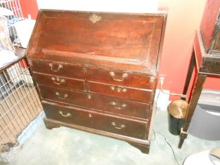 Antique English Cherry Slant - Top Desk W/ False Drawer In Old Finish C.  1810 photo