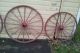 Antique Prim Pair Wood Carriage Buggy Wagon Wheels. Primitives photo 5