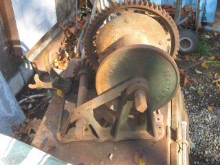 Heavy Duty Winch,  Antique,  Vintage,  Rare Industrial Hand Winch photo