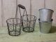 Primitive Rusty Metal Dual Round Mesh Baskets With Handle Primitives photo 2