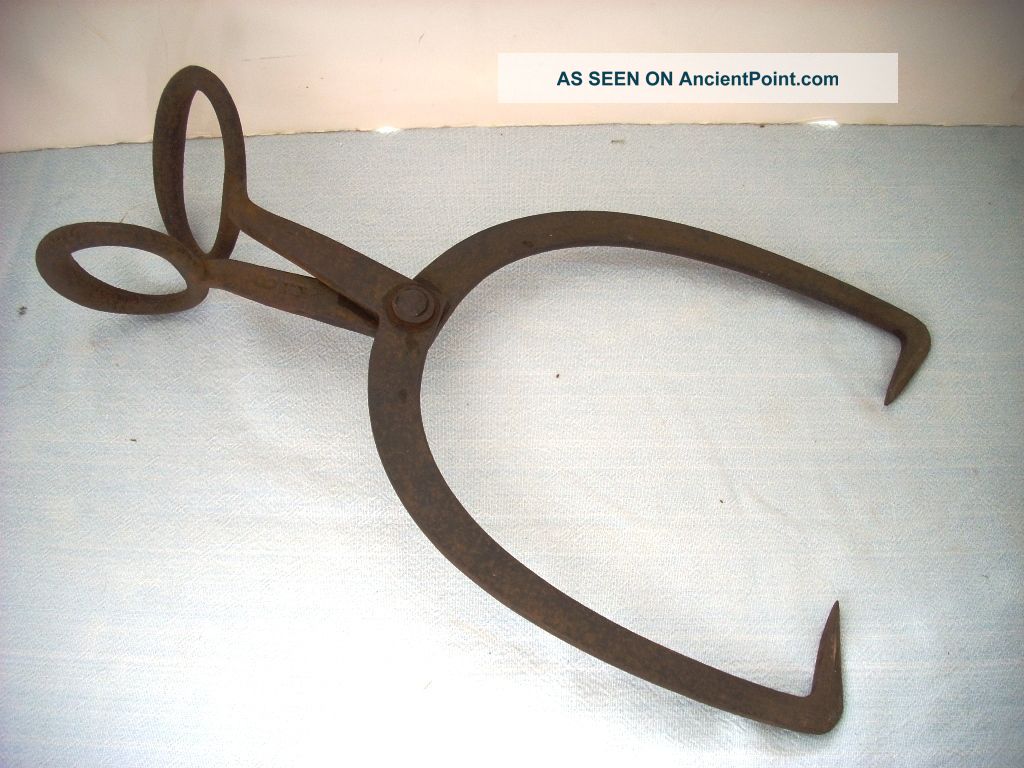 Antique Forged Iron Primitive Ice Tongs - Primitives photo