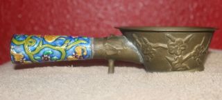 Antique Chinese Bronze Champleve Silk Flat Iron photo