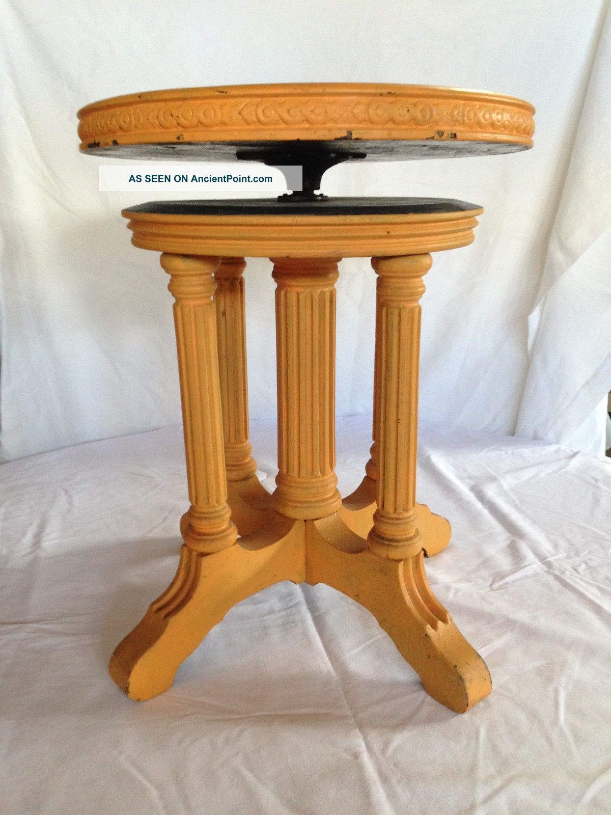 Unique Twist - Turn Hand Carved Piano Stool,  Circa Late 1800 ' S Primitives photo
