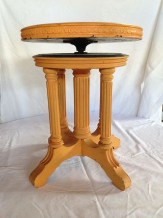 Unique Twist - Turn Hand Carved Piano Stool,  Circa Late 1800 ' S photo