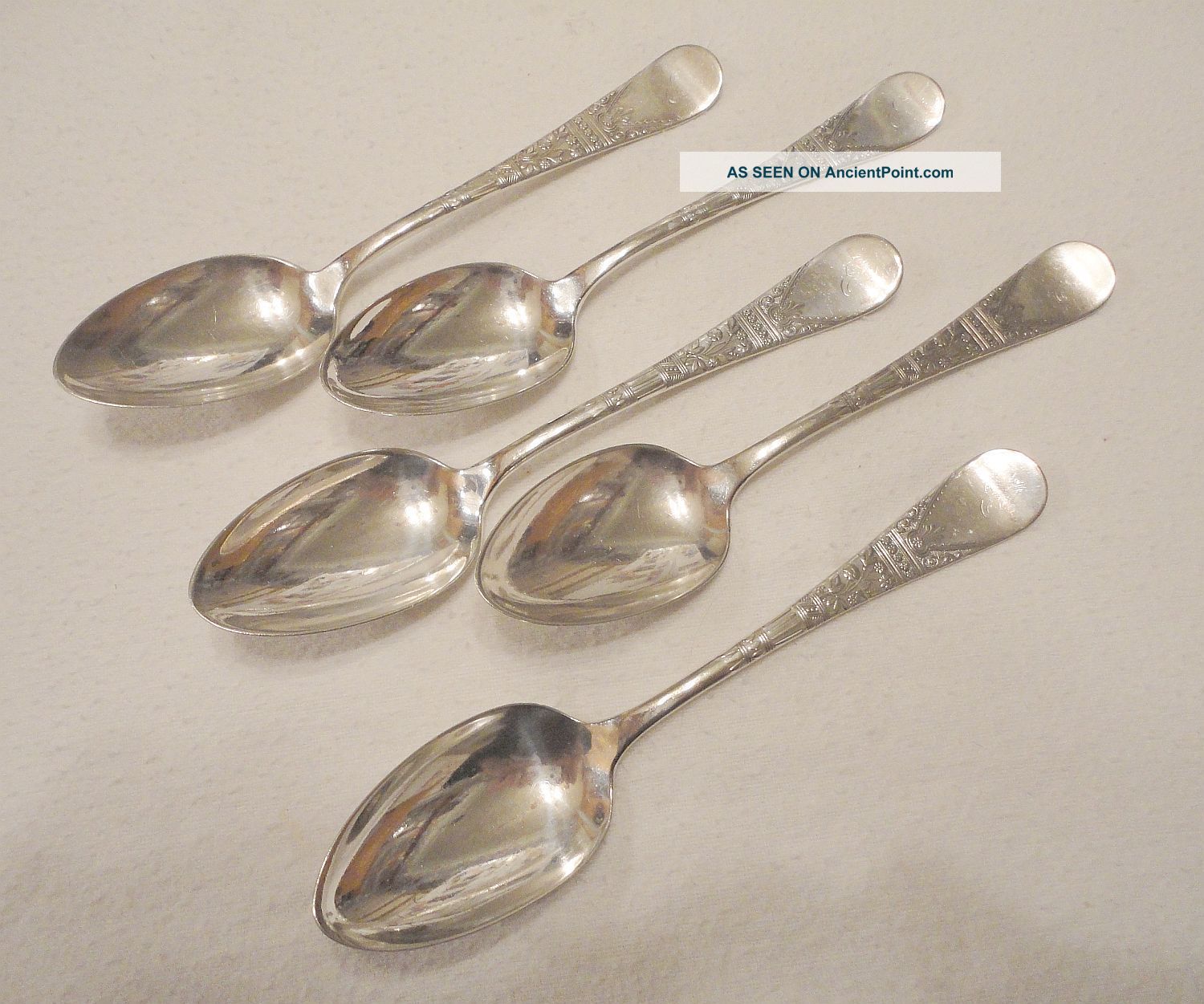 1847 Rogers Lorne 1878 5 Aesthetic Teaspoons Very Faint E Monogram Flatware & Silverware photo