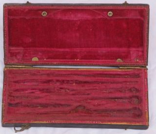 18th / 19th C.  Architect Drawing Instruments Set Case - Drafting Tools Leather photo