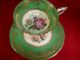 Paragon Tea Cup And Saucer Wide Green Band With Floral And Gold Gilt C1939 Cups & Saucers photo 1
