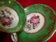 Paragon Tea Cup And Saucer Wide Green Band With Floral And Gold Gilt C1939 Cups & Saucers photo 4