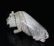 Nicely Carved Old Chinese Grey Jade Statue Carving Of Qilin Foo Dogs photo 3
