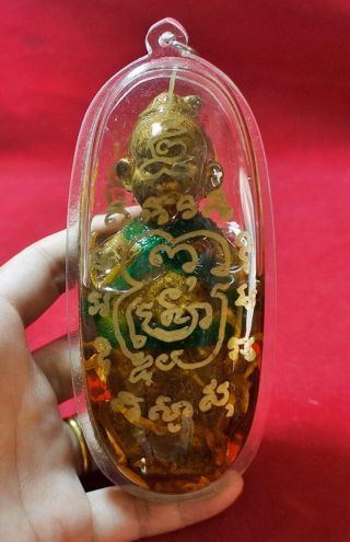 Kuman Thong In Oil Magic Spirit Wealth Lp Tae Wat Sam Ngam Buddha Amulet 53 photo