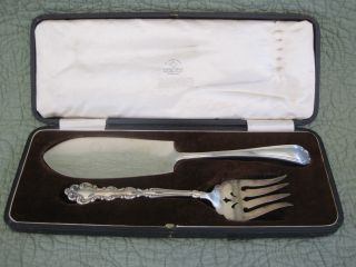 Antique Mappin & Webb Silver Princes Plate Serving Knife & Community Fork Set photo