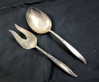International Silver Silverplate Woodsong Solid Buffet Serving Set Fork Spoon photo