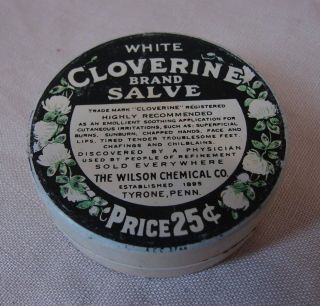 Ca.  1930 ' S Vtg White Cloverine Salve Tin Wilson Chemical Co 2 - 1/2 