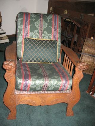 Antique Carved Morris Chair photo