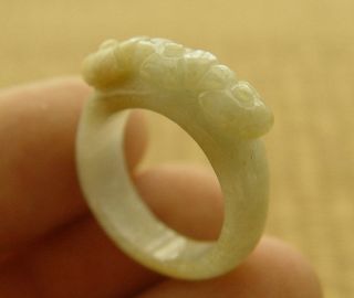 Natural A Jade Jadeite Handmade Green Round Circle Flower Ring Usa 8.  5 175681 photo