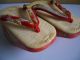 Japanese Vintage Antique Old Zori Sandals For Children Girl Gold Crane Bell Ring Other photo 3