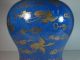 18th Chinese Sprinkle Blue Glazed Cloud And Crane Covered Jar Golden Outline Vases photo 9