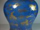 18th Chinese Sprinkle Blue Glazed Cloud And Crane Covered Jar Golden Outline Vases photo 10
