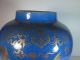 18th Chinese Sprinkle Blue Glazed Cloud And Crane Covered Jar Golden Outline Vases photo 7