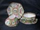 6 Antique Victorian Chinese Rose Medallion Porcelain 6 - Sided Cup Saucer Ai Plates photo 2