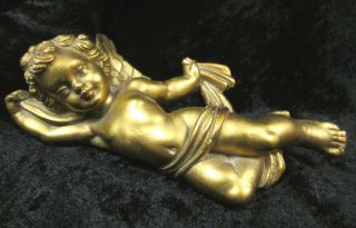 Gold Lustre Painted Angel With Wings - Wall Hanging - 16cm Length photo