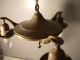 Antique Vintage Petite Brass Pan Ceiling Light Chandelier 3 Light Chandeliers, Fixtures, Sconces photo 2