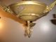 Antique Vintage Petite Brass Pan Ceiling Light Chandelier 3 Light Chandeliers, Fixtures, Sconces photo 5