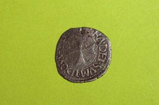 Authentic Medieval Silver Coin Cross Henri D ' Albret Crown H Old Rare Money 1500s photo
