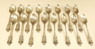 Wallace Grand Baroque Tea Spoons Sterling Silver Set 16 Teaspoon photo
