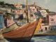 Signed In Greek Vintage Impressionist Greece Watercolor Painting Port Of Hydra Greek photo 5