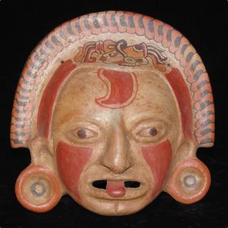 Real Mayan Ceremonial Mask.  Best Home Wall Decor.  Wall Hanging.  Fired Clay photo
