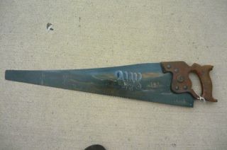 Folk Art Hand Painted 29 In Saw Blade Vintage Scene Campfire Cowboys Western photo