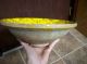 Antique 19th C Pennsylvania Redware Bowl Yellow Slip Decorated Primitives photo 4