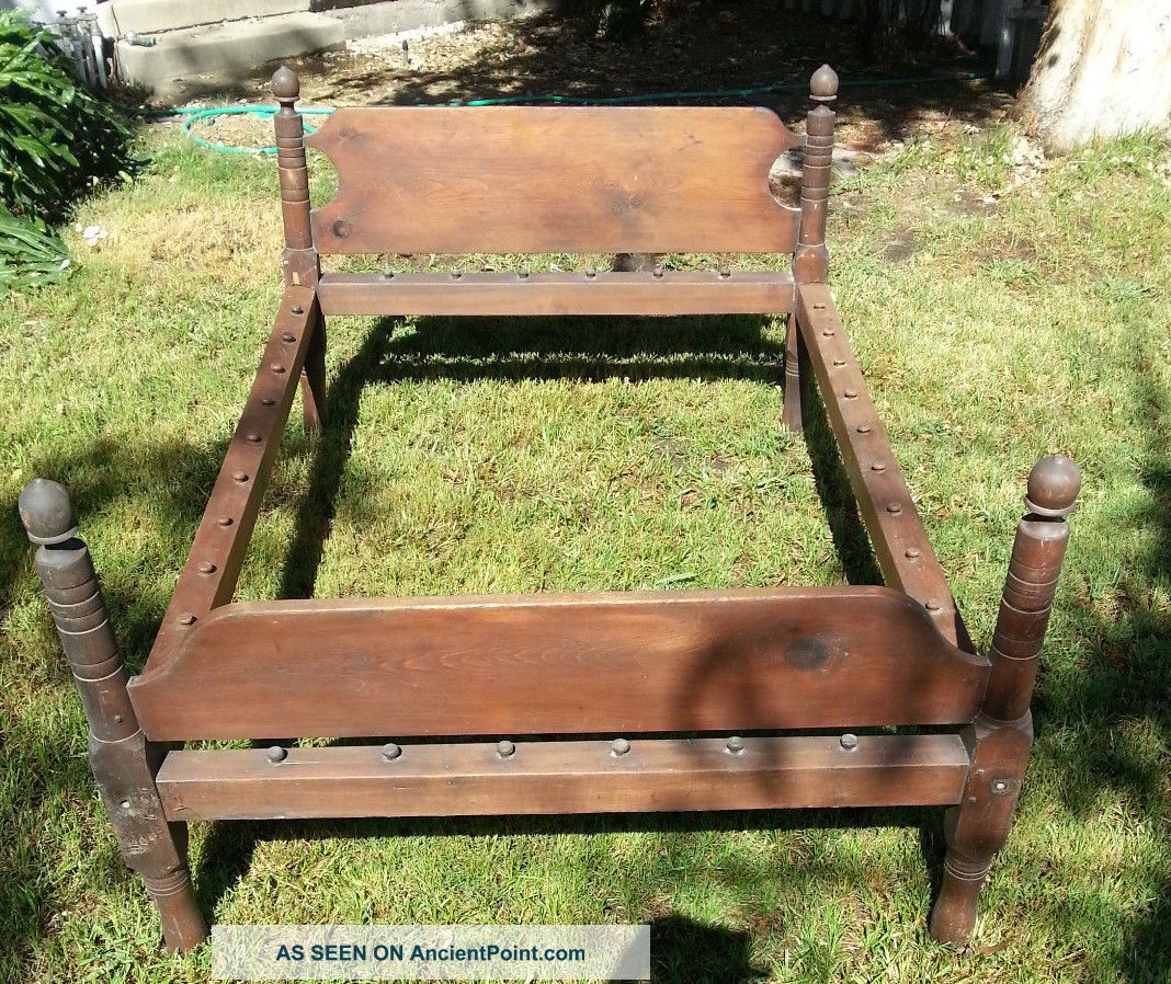 Antique Heart Pine Rope Bed Mortise Tenon Joints Primitive Pioneer Furniture Primitives photo