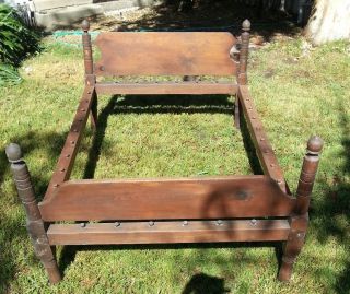 Antique Heart Pine Rope Bed Mortise Tenon Joints Primitive Pioneer Furniture photo