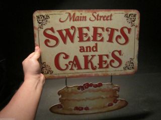 Primitive Vintage Antique Style,  Tin Bakery Folk Art Trade Merchant Sign photo