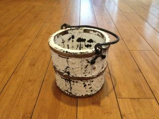 Early Child ' S Wooden Painted Berry Bucket White photo